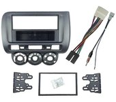 Fascia de la radio del coche para ajustar Jazz City LHD One Din Dvd Stereo Cd Montaje en panel Instalación Kit de molduras Bisel del marco Gris pla...