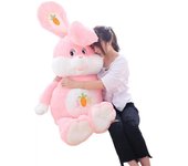 Conejo rosa gigante Peluche de juguete conejito de peluche de peluche muñeca para niños regalo de cumpleaños juguetes del día de Pascua (28 pulgadas)