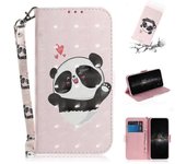 Nuevo compatible con Funda Motorola Edge 30 Neo, funda de cuero Pink Panda Pattern Pu con correa magnética Wallet Bookstyle Case compatible con Mot...