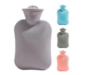 Bolsa de agua caliente de 500 ml, termoterapia compacta, bolsa de agua aislada para el hogar, almohadilla térmica para botellas de agua caliente Gris
