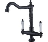 Grifo de cocina negro retro, grifo de cocina de dos manijas individuales, grifo de fregadero giratorio 360, grifo mezclador de fregadero de cocina ...