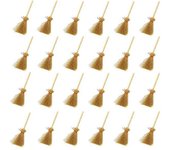 24 piezas de mini escoba, escobas de paja de cuerda roja, decoraciones colgantes para disfraz de fiesta de halloween, escoba de bruja Como se muestra