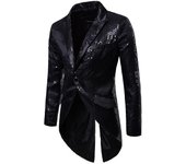 Sliktaa Mens Sequin Swallowtail Suit Jacket Party Show Tux Dress Coat
