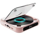 Altavoz Bluetooth portátil del reproductor de CD, pantalla LED, reproductor estéreo, reproductor de música CD montable en la pared con Rosa