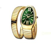 Relojes de mujer Reloj de pulsera de lujo en forma de serpiente para mujer Reloj de reloj de acero único de cuarzo de oro para mujer B-1221-GGr