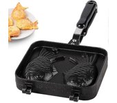Máquina japonesa Taiyaki Waffle Maker, gofre de pescado, antiadherente para con bandeja para hornear de acero inoxidable 2 lados