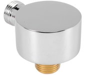 Codo de suministro de pared, latón Accesorios redondos de montaje en pared Conector de manguera de ducha G1/2 Pulgada Salida de agua fo Plata