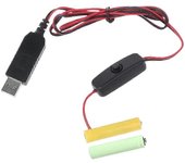 Batería ficticia USB a 3V LR03 AAA con interruptores para radio de control remoto Luz LED