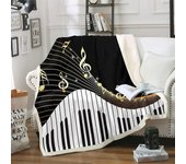 Kerota Manta de manta Sherpa con patrón de piano Manta de vellón con temática de música clásica para sofá Sofá Manta difusa con patrón musical Raya...