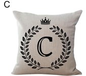 ZHOUBA Carta inglesa Corona Lino Tiro Funda de almohada Funda de cojín Sofá cama Decoración del coche C