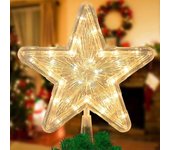 Shenzhen Qinwei Technology Adorno de árbol de estrella de Navidad iluminado, adorno de árbol de Navidad con luces Adorno de estrella iluminado para...
