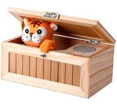 Caja inútil de madera, regalo de juguete de tigre con sonido