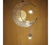Preciosa luz colgante de luz de hadas de la luna y la estrella Lámpara de techo de aluminio colgante para la sala de estar del dormitorio de los niños
