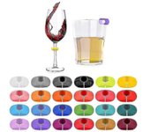 24 piezas de vidrio de vino amuletos etiquetas, lápices de bebida de copa de vino de silicona para bar party martinis cóctel champán copas de tallo-