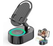 Altavoz Bluetooth de audio de inducción inalámbrico 5 en 1 Soporte para teléfono Negro