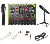 E300 Micrófono Bluetooth inalámbrico para transmisión en vivo Tarjeta de sonido V80 Condensador de estudio profesional como se muestra