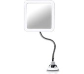 Espejo de aumento flexible con luz LED, aumento 5x, ventosa fuerte - espejo de maquillaje iluminado con iluminación sin deslumbramiento (mira +)