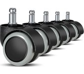 5 ruedas de silla de oficina de paquete 11 mm / 22 mm piso duro de reemplazo para sillas de juego, sillas giratorias, pr