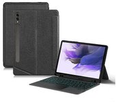 Para Samsung Galaxy Tab S7 FE Funda de cuero + teclado Bluetooth con trackpad retroiluminado