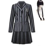 Miércoles Addams Cosplay Conjunto de disfraces Nevermore Academy Uniforme escolar Halloween Carnaval Fiesta Disfraz para adultos Niños Con peluca A...