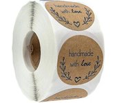 500 Piezas Kraft Homemade With Love Sticker Label Paper Sealing Sticker Etiquetas Redondas Autoadhesivas
