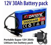 Nuevo paquete de baterías de iones de litio recargable portátil Super 12v 30000mah Capacidad DC 12.6v 30ah Monitor de cámara CCTV + cargador Batter...
