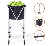 Succebuy Tolva de pelota de tenis plegable, tiene capacidad para 180 pelotas de tenis, carro de canasta de pelota de tenis de aleación de aluminio ...