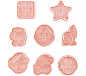 8 piezas / juego molde de galletas antiadherente fácil de desmoldar PP dibujos animados Super Mario 3D DIY cortador de galletas en relieve