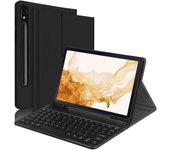 Para Samsung Galaxy Tab S7 FE / S7+ / S8+ Teclado Bluetooth inalámbrico + funda de tableta de cuero PU con P Multicolor Black