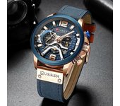 Relojes deportivos casuales para hombres Reloj de pulsera de cuero militar de lujo Reloj de hombre Reloj de pulsera cronógrafo de moda caja negra p...