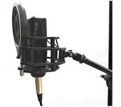 Soporte de montaje de choque profesional para micrófono con pantalla de filtro Soporte de micrófono universal para condensador M Negro