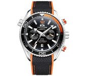 PAULAREIS OM05 Reloj para hombre Lona con correa de caucho Reloj mecánico totalmente automático con calendario Día de la semana Negro naranja