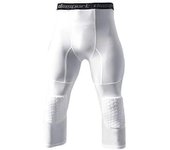 Leggings de baloncesto con rodillera para hombres 3/4 pantalones de compresión Pantalones deportivos Multi-way Blanco M