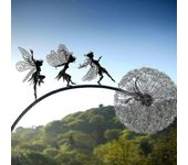 Estaca de esculturas de jardín de hadas - Hadas y dientes de león bailan juntos