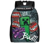 Minecraft Mochila versátil Lavable de estilo casual Mochila de estudiante de escuela Bolsa de computadora de tela Oxford moderna Unisex-XTYD10466