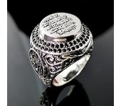 Redkid Islam religioso Musulmán Runa Letra Patrón Anillo Anillo de Hombre Bohemio Cristal Azul Incrustaciones Anillo Accesorios Joyería de fiesta W...