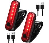 2 piezas de luz trasera de bicicleta LED recargable USB brillante de 4 modos luz trasera de bicicleta luz trasera impermeable para bicicleta, rojo