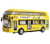 Autobús turístico de aleación de dos pisos Autobús urbano modelo Coche de juguete ligero y de sonido para niños Amarillo