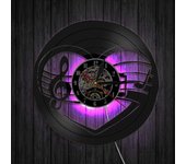 Reloj de pared de disco de vinilo de música -Reloj de pared de luz LED de notas musicales -Reloj de vinilo -Decoración de pared de la sala de estar...