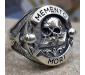 Memento Mori Skull Anillo de plata de ley 8