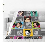 v1774 Mantas Mafalda Anime Linda Funda de Manta Manga Cómic Mantas de Lana Cama Sofá Estampado Colchas Ligeras Mantas jju1774 100x125cm 50x40in