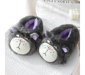 Redkid Divertido Otoño Invierno Algodón Burbuja Té Zapatilla Suave Lindo Perezoso Boba Zapatillas de interior Lucifer Gato Cachorro Casera Zapatos ...