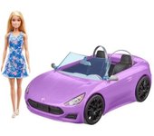 Mattel - Muñeca Barbie y Convertible, Rubia [COLECCIONABLES] Muñeca de Papel, Coche de Juguete Importación de EE. UU.