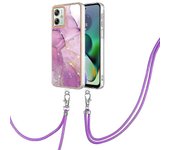 YB IMD Series-9 para Motorola Moto G54 5G Case IMD Marble Pattern TPU Cover with Lanyard 001