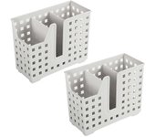 Paquete de 2 canastas de lavavajillas para pajitas y palillos Cesta de utensilios para lavavajillas Escurridor de lavavajillas Baske Gris claro