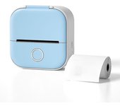 Mini impresora de bolsillo portátil compatible con Bluetooth impresora térmica sin tinta impresora de pegatinas Azul