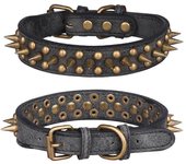 Collar de perro pesado y de servicio Collar de perro de ancho comforable para perros extra grandes Collar de perro de cuero negro 61x4cm