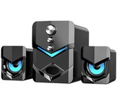 D-222 Altavoz de computadora con subwoofer Altavoces multimedia estéreo 2.1 alimentados por USB con luz LED Entrada de audio de 3,5 mm para PC port...
