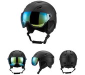 Casco De Esquí Con Gafas De Esquí, Casco De Snowboard Y Juego De Gafas De Visera 2 En 1 NEGRO M