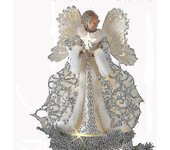 Topper blanco del árbol del ángel de Navidad con luces led